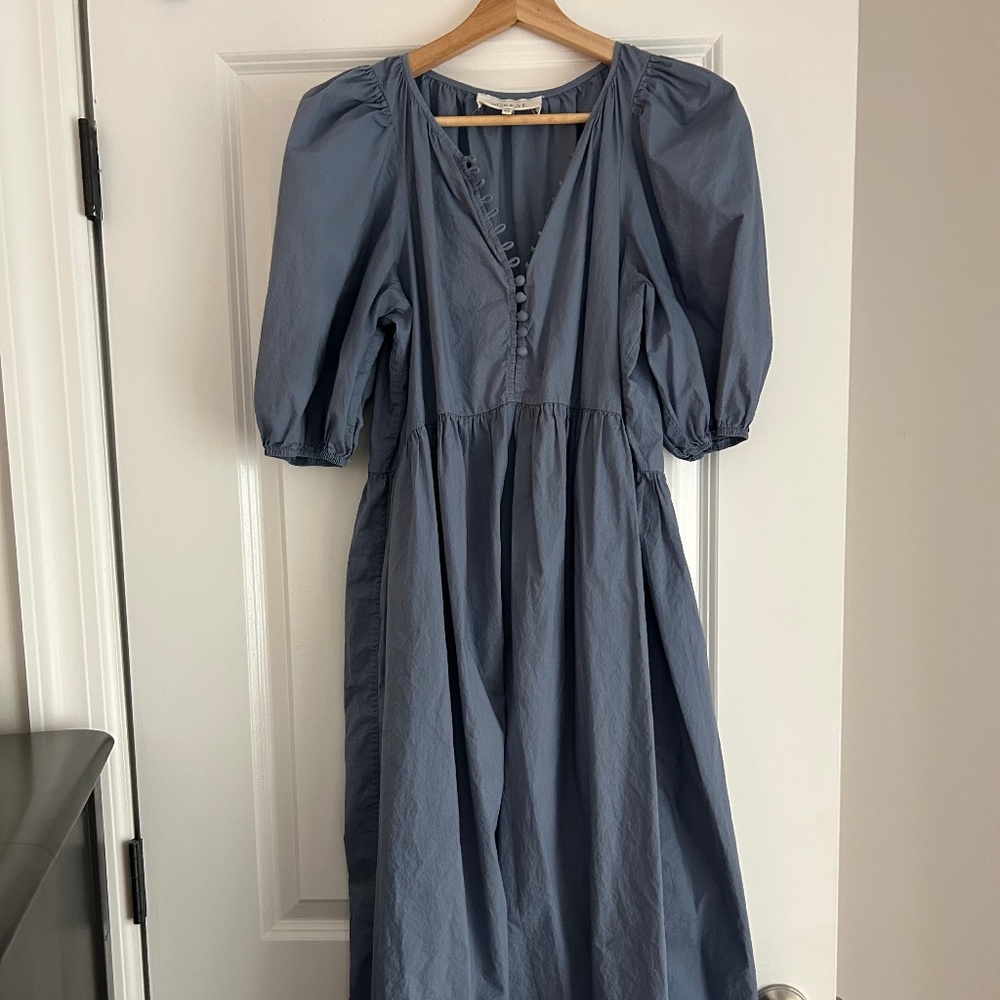 The Great blue button maxi dress
